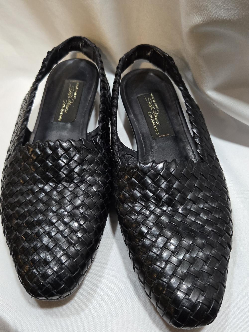 Sesto Meucci Woven Leather Slingback Loafers - Black